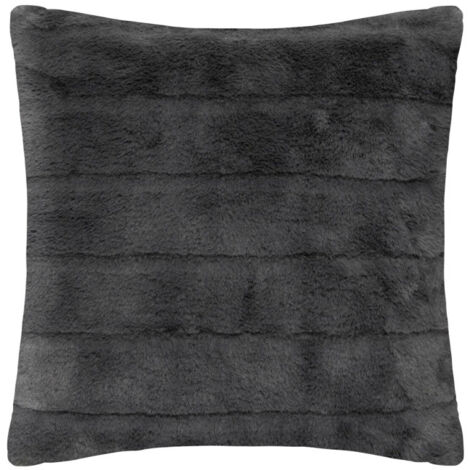 Coussin Imitation Fourrure "Manoir" 45x45cm Gris Foncé