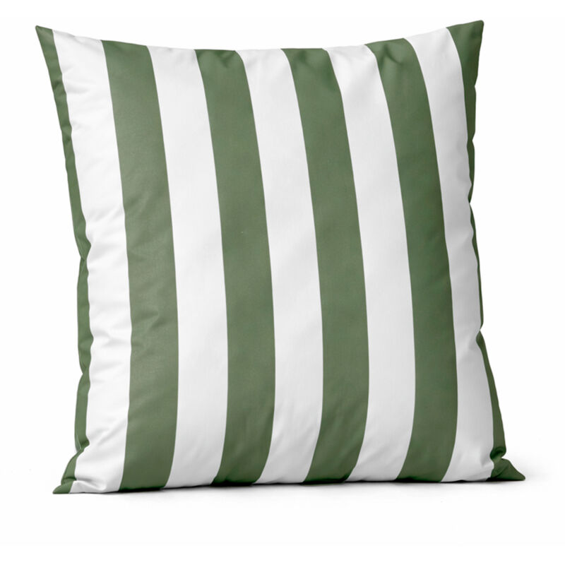 Coussin imperméable déhoussable à rayures ARCACHON Vert Olive 70x70 cm