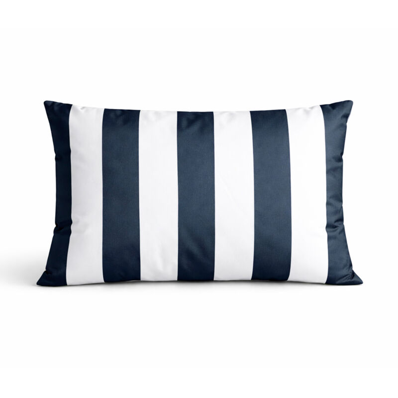 Coussin imperméable déhoussable à rayures ARCACHON Bleu Foncé 60x40 cm