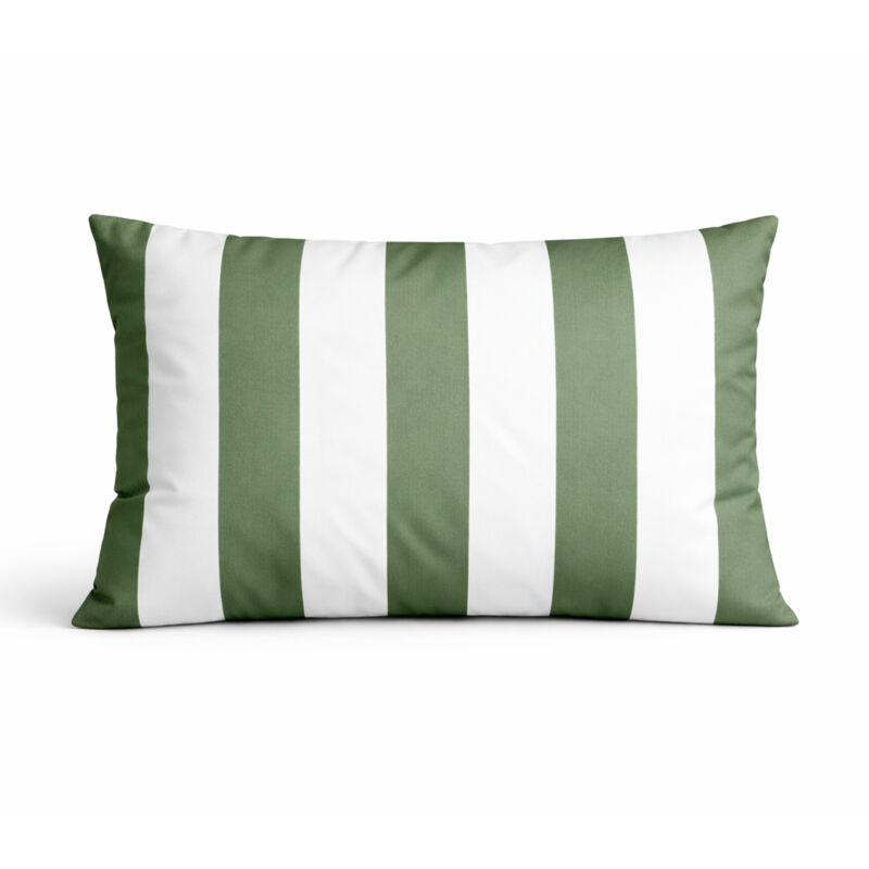 Coussin imperméable déhoussable à rayures ARCACHON Vert Olive 60x40 cm