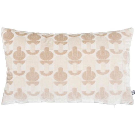 Coussin Jacquard en Velours "Luna" 30x50cm Beige Lin