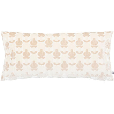 Coussin Jacquard en Velours "Luna" 35x75cm Beige Lin