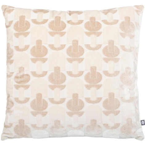Coussin Jacquard en Velours "Luna" 40x40cm Beige Lin