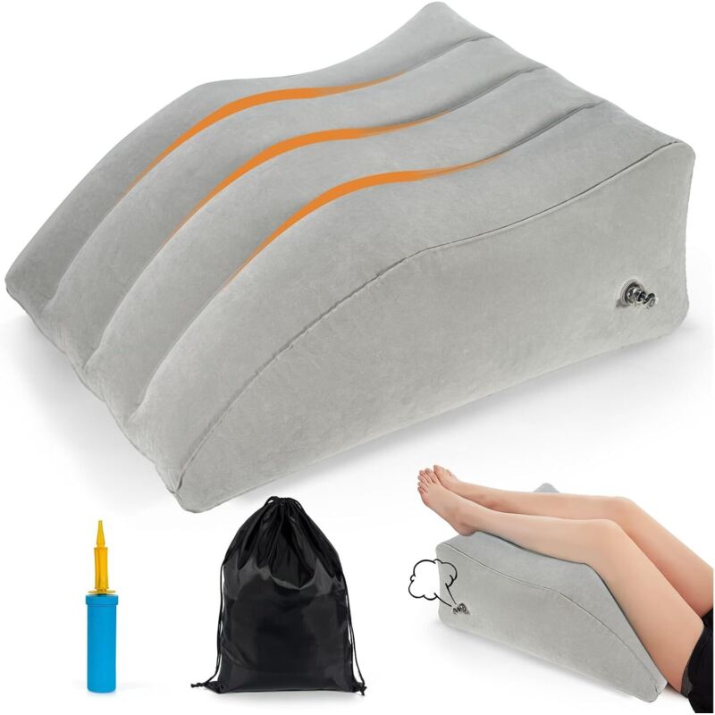 Coussin jambes gonflable portable, usage lombaire/genoux nuit/canapé/lecture/lit