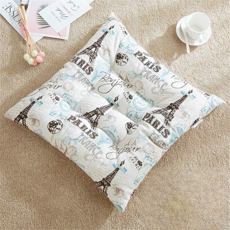 Treetalk - Coussin Japonais en Tatami, Coton Et Lin Coussin de Siège Ventilé Idéal Respirant Décorative (40x40cm,Tour Eiffel)