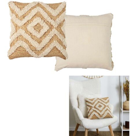Coussin Jute Et Coton Tufte 40x40cm