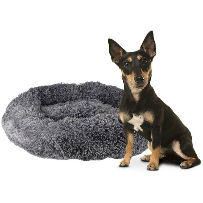 Coussin krems rond ø 70 cm gris anti stress pour chiens Flamingo