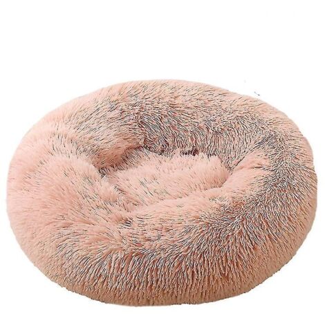 Coussin lavable apaisant et confortable en forme de donut pour chat ou chien - Taille M - Cuir rose