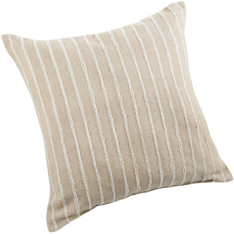 Coussin lin et coton rayures tuftées Lin 50x50 cm