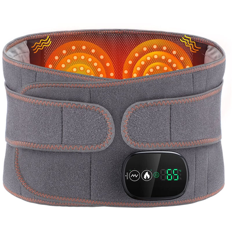 Coussin lombaire chauffant électrique, bande chauffante dorsale sans fil avec 3 modes de massage à chauffage rapide, soulage les douleurs lombaires,