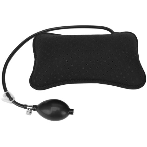 Coussin lombaire gonflable pour voiture et bureau, support dorsal ajustable par pompe manuelle, noir