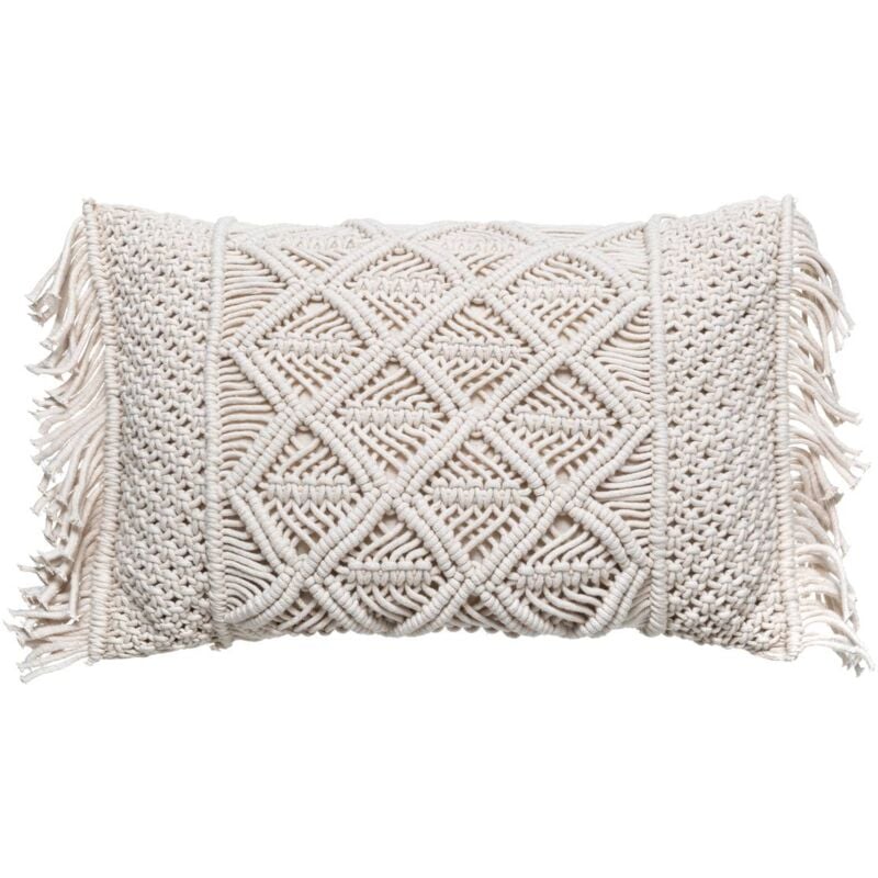 Atmosphera - Coussin Macramé blanc ivoire 30x50cm créateur d'intérieur