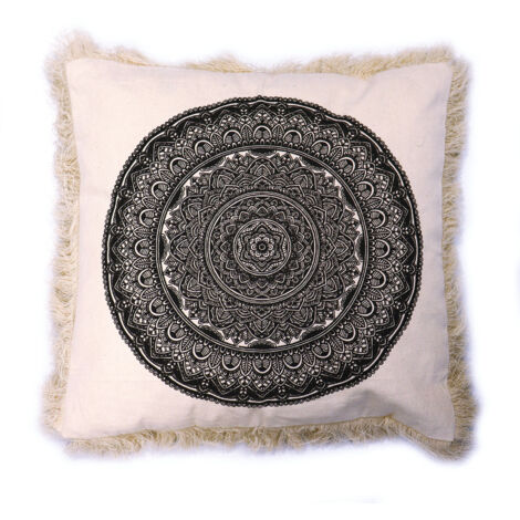 Coussin Mandala Traditionnel - 45x45cm - noir- Vendu par 1
