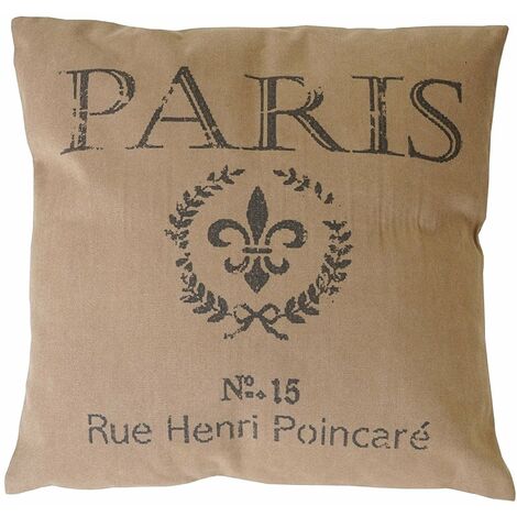 Coussin marron motif Paris 45x45 cm déhoussable DEC04076