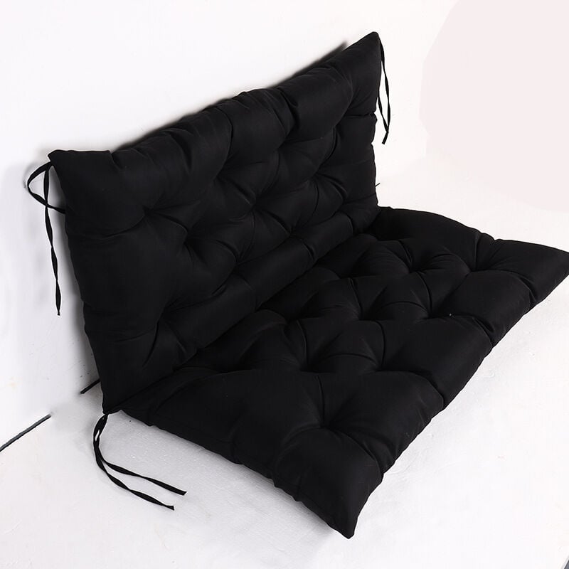 Coussin Matelas Assise Dossier pour Banc de Jardin balancelle canapé 2 Places Grand Confort 100 x 100 x 10 cm noir