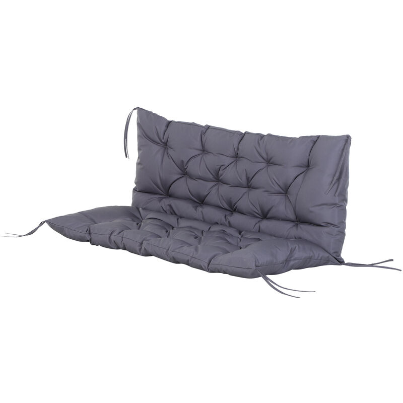 Coussin matelas assise dossier pour banc de jardin balancelle canapé 2 places grand confort 120 x 110 x 12 cm gris - Gris