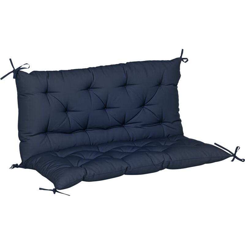 Outsunny - Coussin matelas assise dossier pour banc de jardin balancelle canapé grand confort 100 x 98 x 8 cm bleu