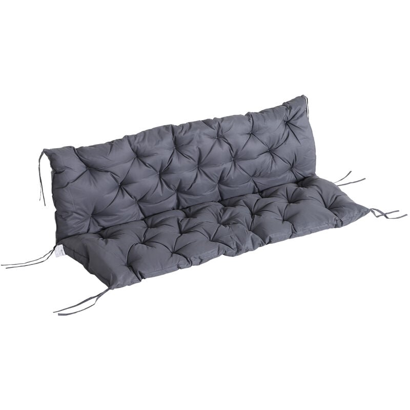 Coussin matelas assise dossier pour banc de jardin balancelle canapé 3 places grand confort 150 x 98 x 8 cm gris - Gris