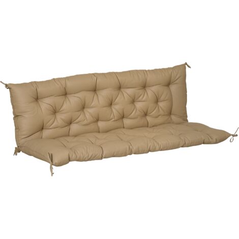 Coussin matelas assise dossier pour banc de jardin balancelle canapé 3 places grand confort 150 x 98 x 8 cm kaki clair