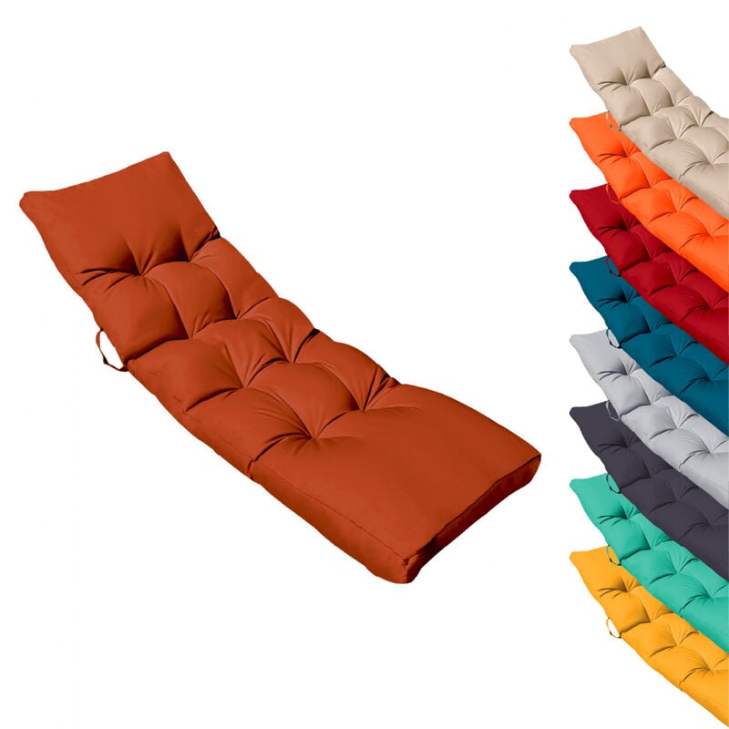 Linxor - Coussin matelassé pour bain de soleil, transat - 185 x 60 cm - Terracotta