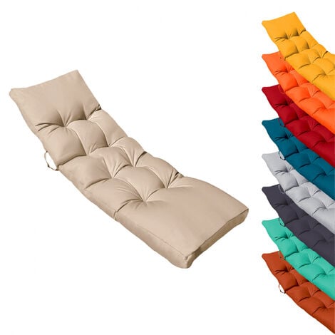 Coussin matelassé pour bain de soleil, transat - 185 x 60 cm - Beige - Linxor