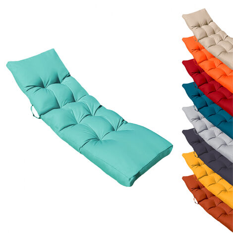 Coussin matelassé pour bain de soleil, transat - 185 x 60 cm - Bleu turquoise - Linxor