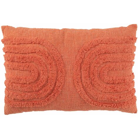 Coussin motifs forme u coton corail long 40x60x10cm - Orange