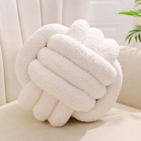Coussin Noeud Blanc Laiteux,Coussin Rond Balle Decoration Chambre,Coussin Deco Salon Aesthetic,Coussin Canape Decoration,28CM