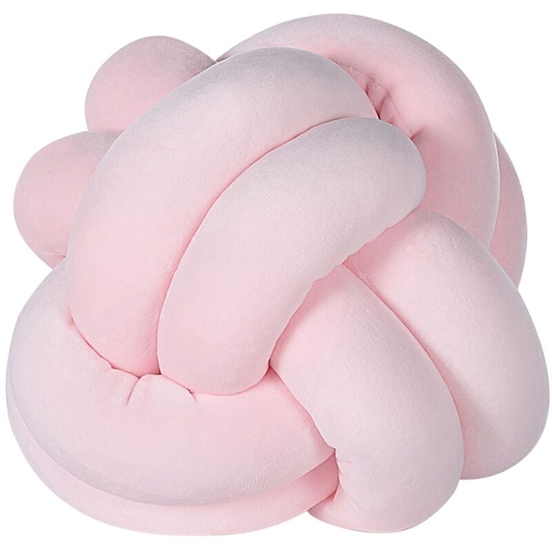 Beliani - Coussin Décoratif Noeud Rose en Forme de Balle en Velours pour Canapé ou Lit Décoration Moderne