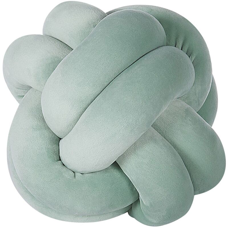 Coussin Décoratif Noeud Vert en Forme de Balle en Grosse Mailles de Laine XXL Polyester pour Canapé ou Lit Décoration Moderne Beliani