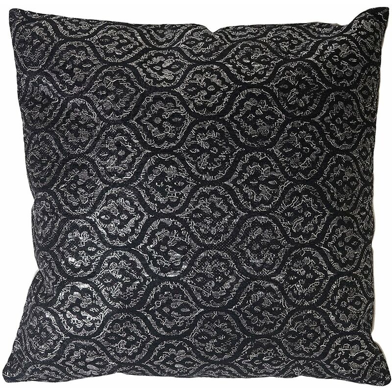 Coussin noir/gris brillant 45x45 cm déhoussable DEC04071