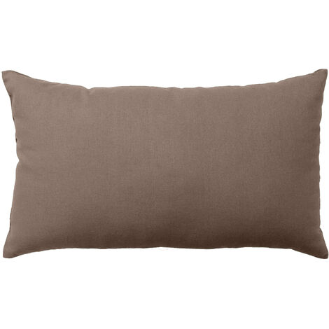 Coussin non déhoussable en coton uni Taupe 30x50 cm