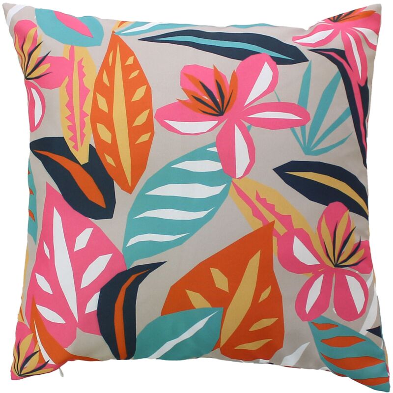 Coussin extérieur impression fleurie Fuchsia 40x40 cm