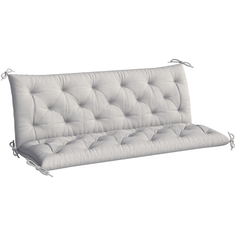 Coussin - Outsunny - pour assise dossier - pour banc de jardin, balancelle, canapé 3 places - 150 x 98 x 8 cm - gris clair Coussin - Outsunny - pour assise dossier - pour banc de jardin, balancelle, canapé 3 places - 150 x 98 x 8 cm - gris clair
