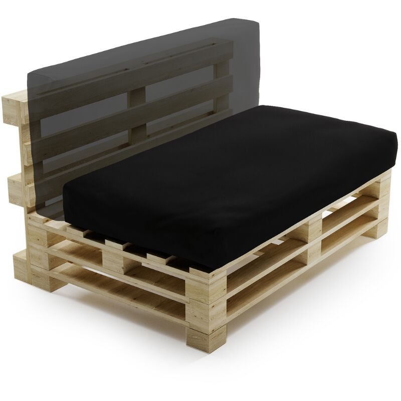 Bananair - Coussin Palette Déhoussable Imperméable - 120x60 cm Noir