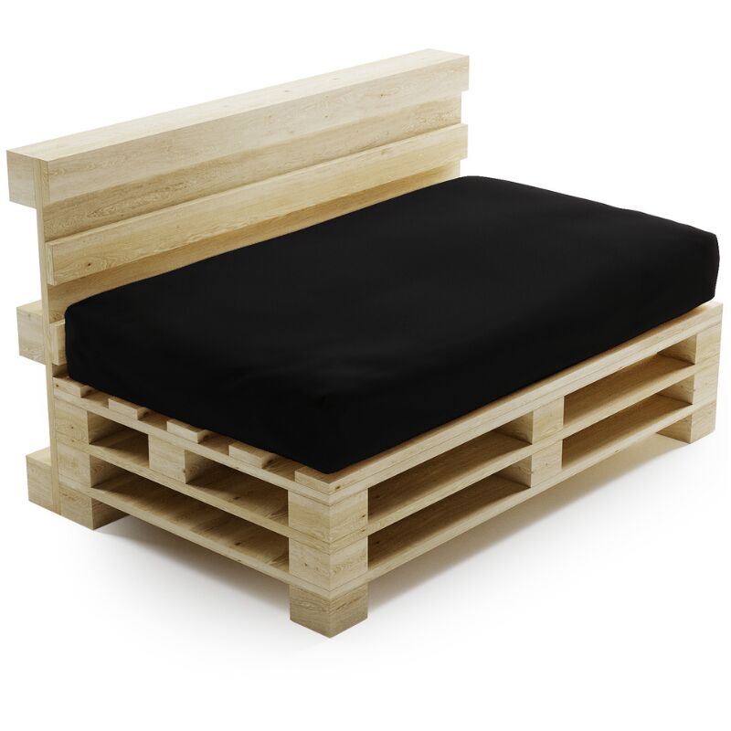 Bananair - Coussin Palette Déhoussable Imperméable - Assise 120x80 cm Noir