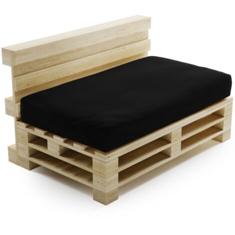 Coussin Palette Déhoussable Imperméable - Assise 120x80 cm Noir Bananair Fabriqué en France