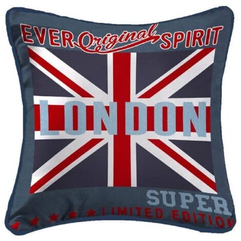 Coussin Passepoil polyester imprime Modele Londres 40 x 40 cm