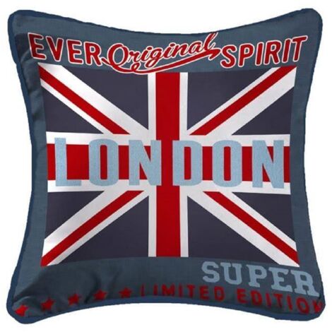 Coussin Passepoil polyester imprime Modele Londres 40 x 40 cm
