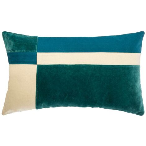Coussin Patch bleu canard 30x50cm - Atmosphera créateur d'intérieur - Bleu canard