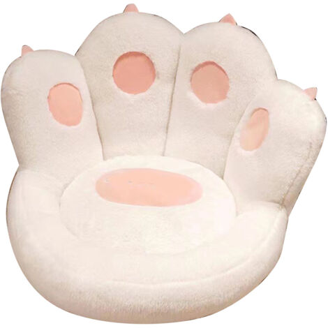 Coussin Patte de Chat Style Kawaii - Coussin de Chaise Mignon, Coussin de Sol Doux pour Canapé et Salon, Blanc