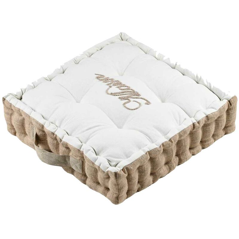 Coussin Pouf de sol Maison écru