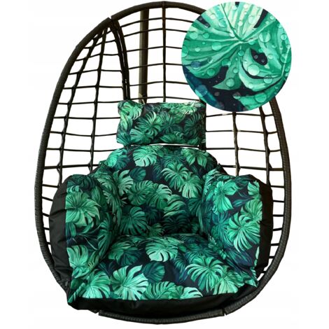 Coussin pour balancelle de jardin, chaise suspendue, cocon, monstera IMPERMÉABLE