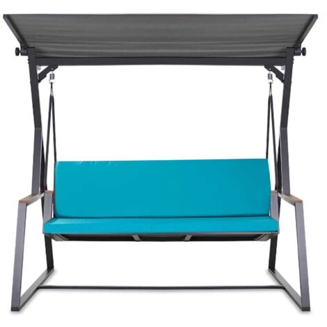 Coussin pour balançoire de jardin Bleu 140x50x50 cm avec housse amovible, coussin pour balancelle 2 places