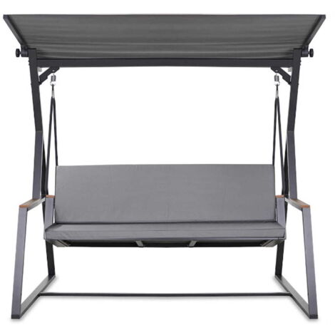 Coussin pour balançoire de jardin Gris 160x50x50 cm avec housse amovible, coussin pour balancelle 3 places