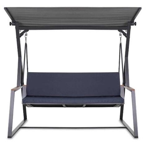 Coussin pour balançoire de jardin Navy 100x60x50 cm avec housse amovible, coussin pour balancelle 2 places
