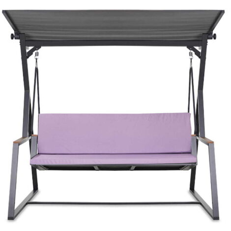 Coussin pour balançoire de jardin Purple 150x60x50 cm avec housse amovible, coussin pour balancelle 3 places