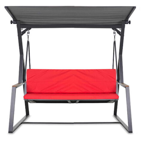 Coussin pour balançoire de jardin Rouge 100x60x50 cm avec housse amovible, coussin pour balancelle 2 places