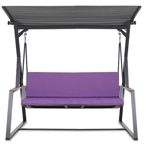 Coussin pour balançoire de jardin Violet 150x50x50 cm avec housse amovible, coussin pour balancelle 3 places
