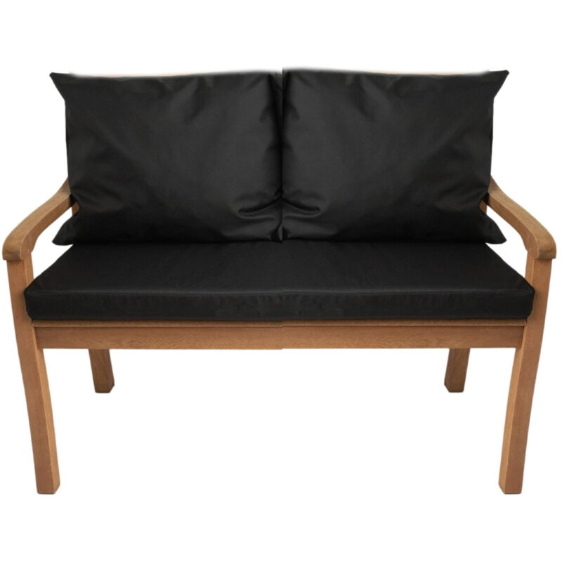 Setgarden - Coussin pour banc 120x50x7/2x50x56cm, Coussins pour Banquette de jardin Noir, Coussin extérieur/intérieur, Coussins pour balancelle de